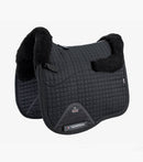 Description:Close Contact Merino Wool European Saddle Pad - Dressage Square_Colour:Black/Black Wool_Position:1