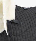 Load image into Gallery viewer, Description:Close Contact Merino Wool European Saddle Pad - Dressage Square_Colour:Black/Natural Wool_Position:4
