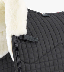 Description:Close Contact Merino Wool European Saddle Pad - Dressage Square_Colour:Black/Natural Wool_Position:4