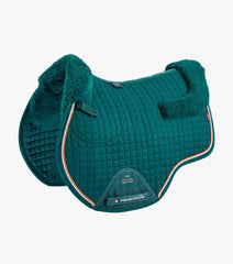 Description:Close Contact Merino Wool European Saddle Pad - GP/Jump Square_Colour:Green/Green Wool_Position:1
