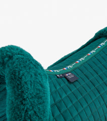 Description:Close Contact Merino Wool European Saddle Pad - Dressage Square_Colour:Green/Green Wool_Position:2
