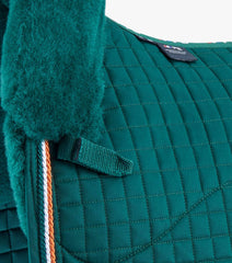 Description:Close Contact Merino Wool European Saddle Pad - Dressage Square_Colour:Green/Green Wool_Position:4