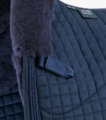 Description:Close Contact Merino Wool European Saddle Pad - Dressage Square_Colour:Navy/Navy Wool_Position:4