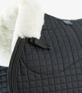 Load image into Gallery viewer, Description:Close Contact Merino Wool European Saddle Pad - GP/Jump Square_Colour:Black/Natural Wool_Position:4
