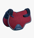 Load image into Gallery viewer, Description:Close Contact Merino Wool European Saddle Pad - GP/Jump Square_Colour:Burgundy/Navy Wool_Position:1
