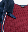 Load image into Gallery viewer, Description:Close Contact Merino Wool European Saddle Pad - GP/Jump Square_Colour:Burgundy/Navy Wool_Position:4
