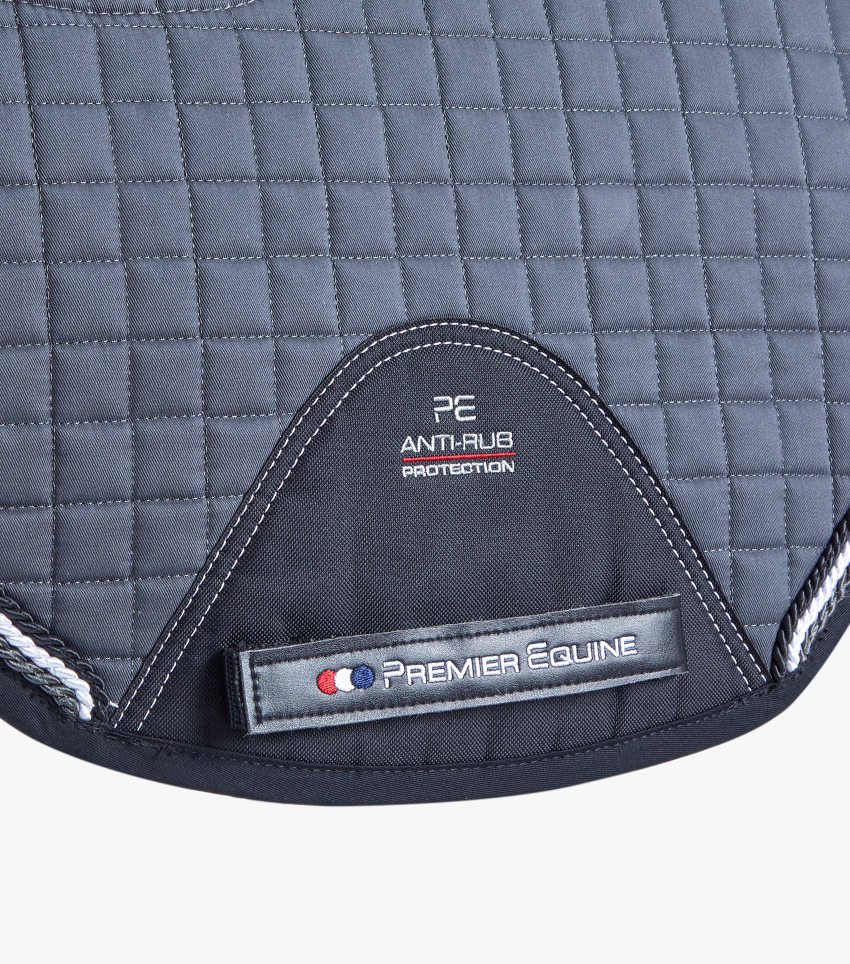Description:Close Contact Merino Wool European Saddle Pad - GP/Jump Square_Colour:Grey/Black Wool_Position:3