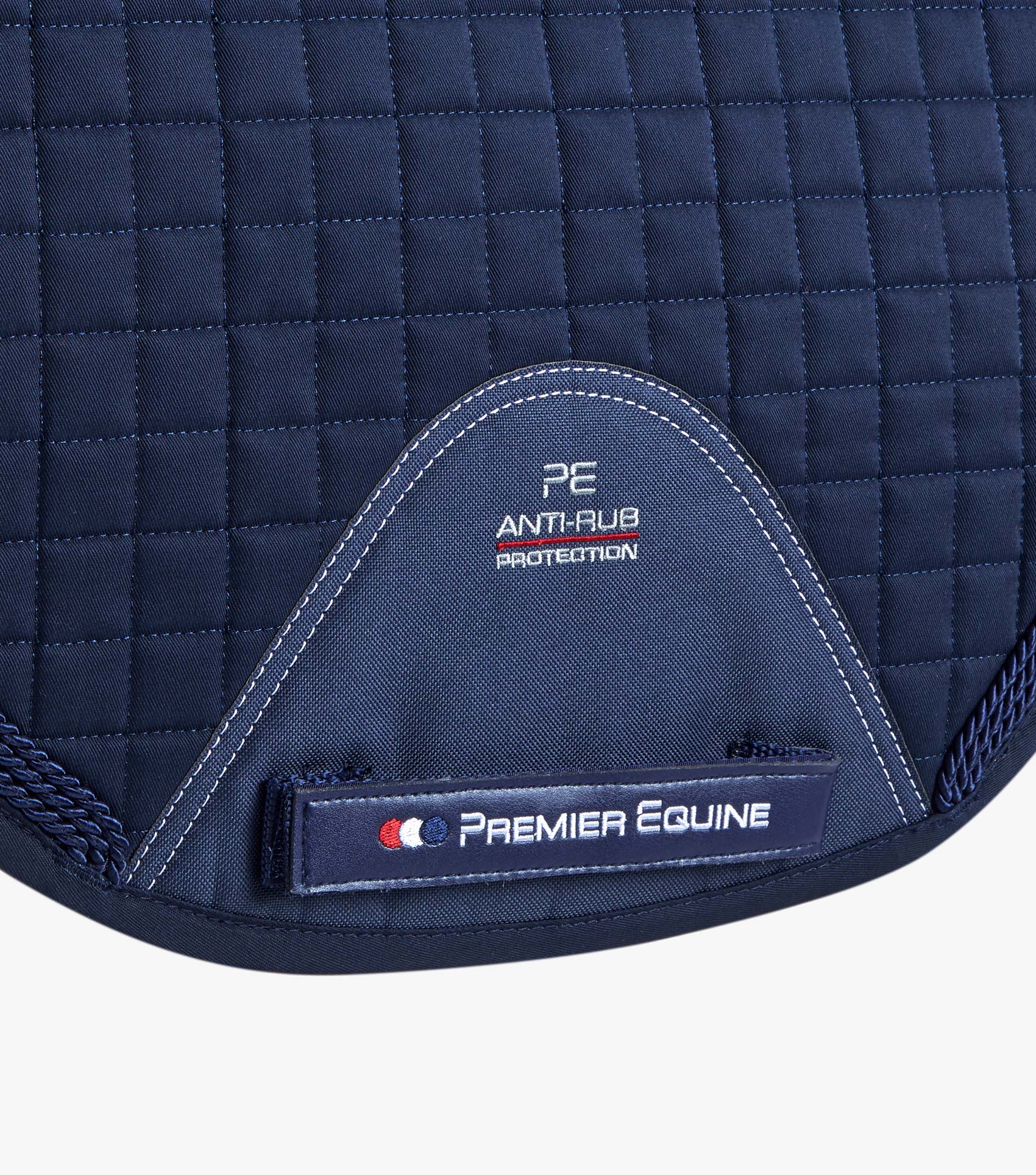 Description:Close Contact Merino Wool European Saddle Pad - GP/Jump Square_Colour:Navy/Natural Wool_Position:3