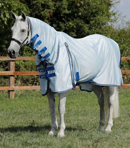 Description:Combo Mesh Air Fly Rug with Surcingles_Color:Blue_Position:1