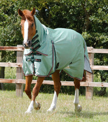 Description:Combo Mesh Air Fly Rug with Surcingles_Color:Mint Green_Position:1