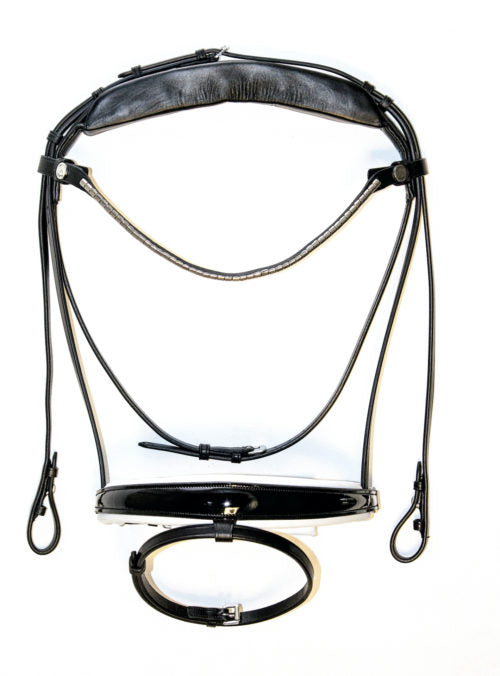 Finesse Cayenne Plane Single Bridle Black/White - Silver
