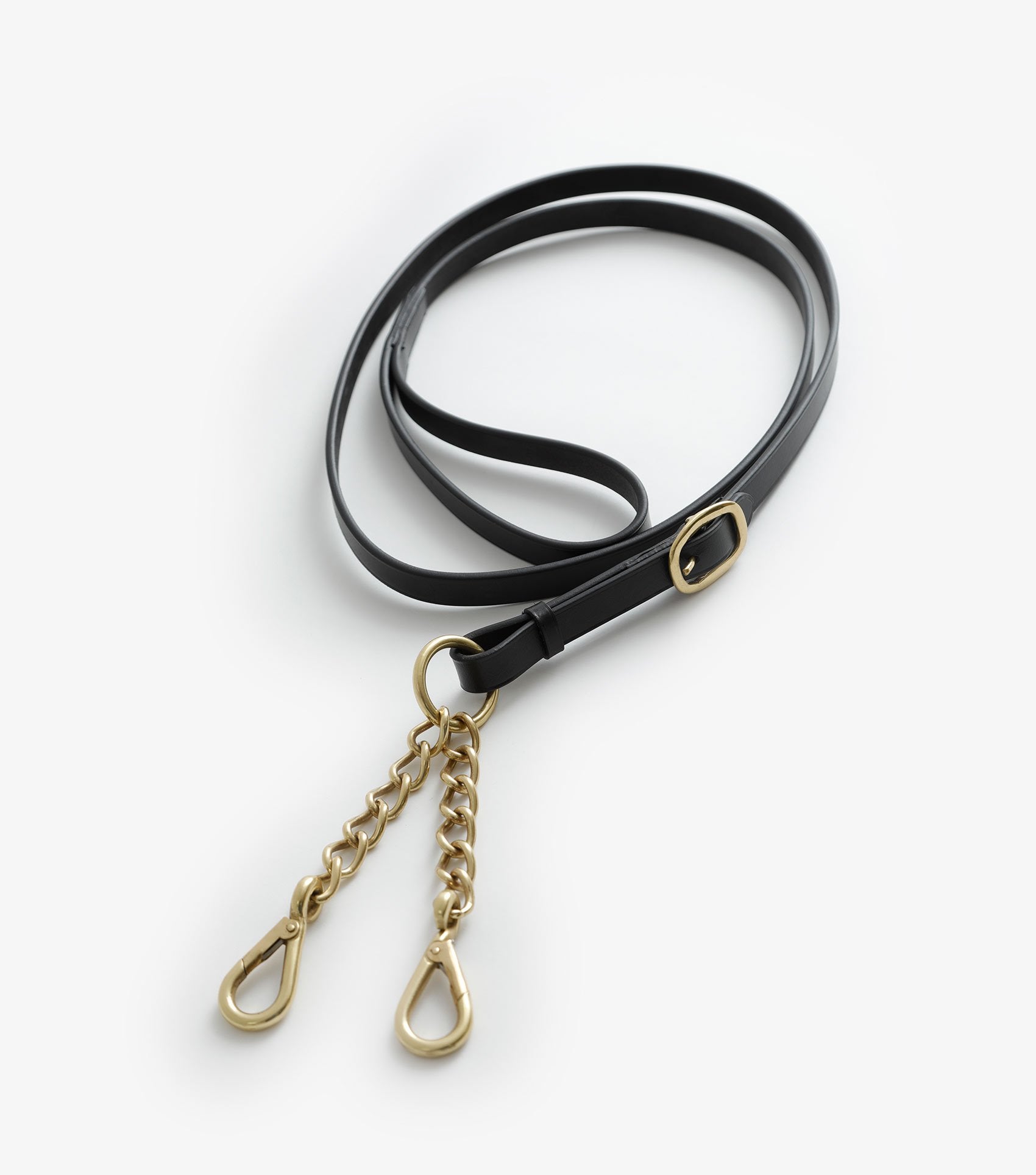 Description:Leather Lead Rein with Chain Coupling_Color:Black