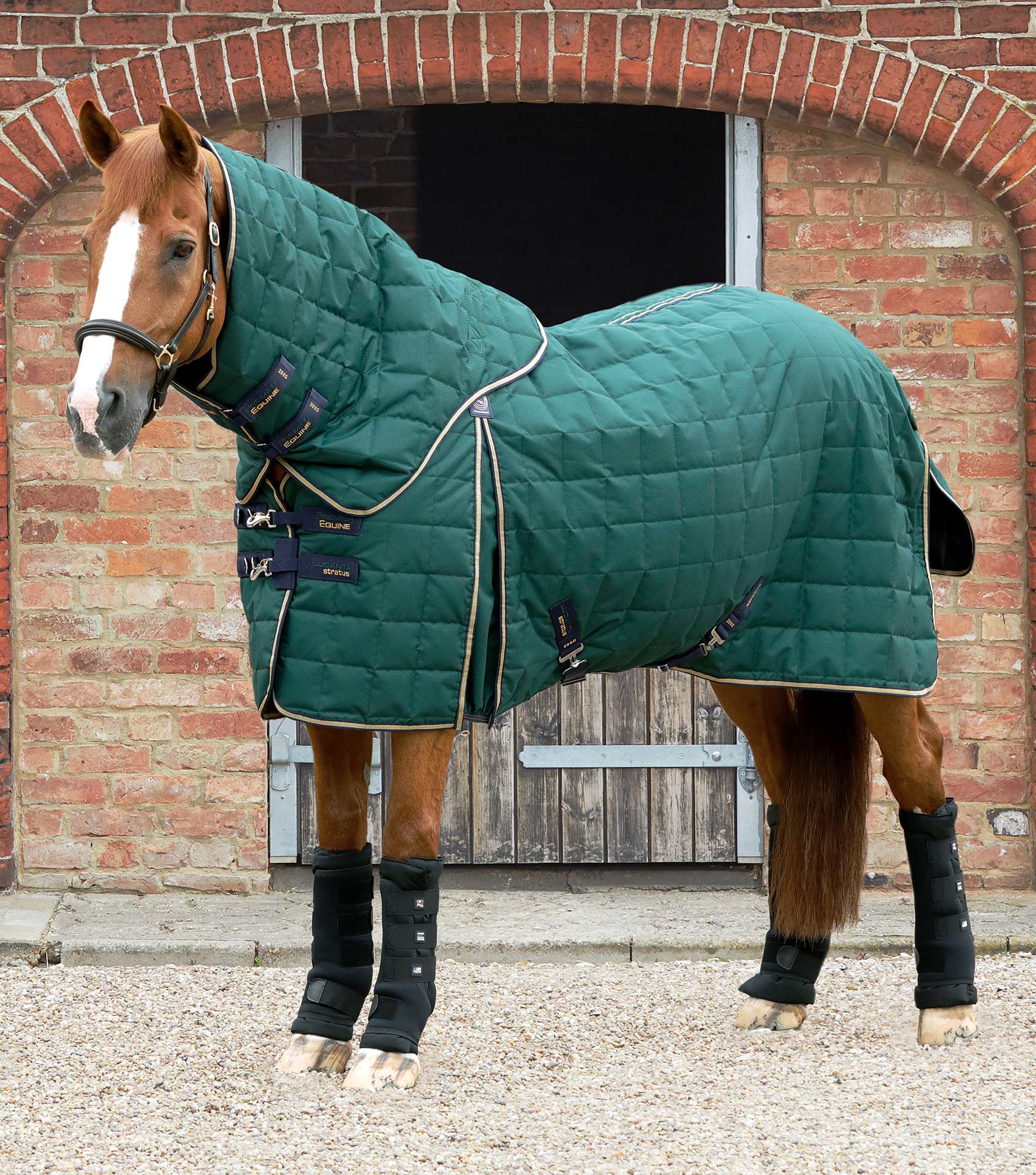 Description:Lucanta 200 Stable Rug with Neck Cover_Color:Green_Position:1