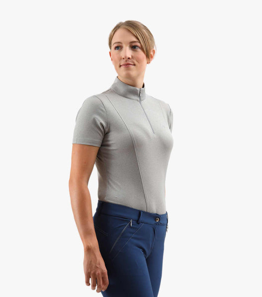Description:Lucciola Ladies Technical Short Sleeved Riding Top_Color:Grey_Position:1