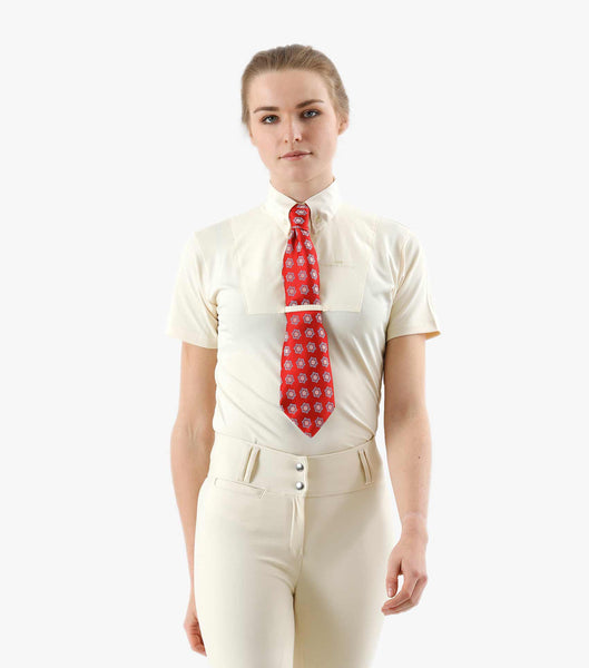 Description:Luciana Ladies Short Sleeve Tie Shirt_Color:Vanilla_Position:1