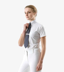 Description:Luciana Ladies Short Sleeve Tie Shirt_Color:White_Position:1