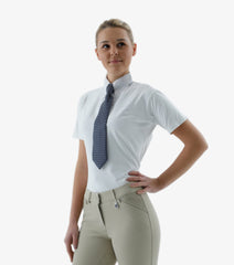 Description:Luciana Ladies Short Sleeve Tie Shirt_Color:White_Position:2