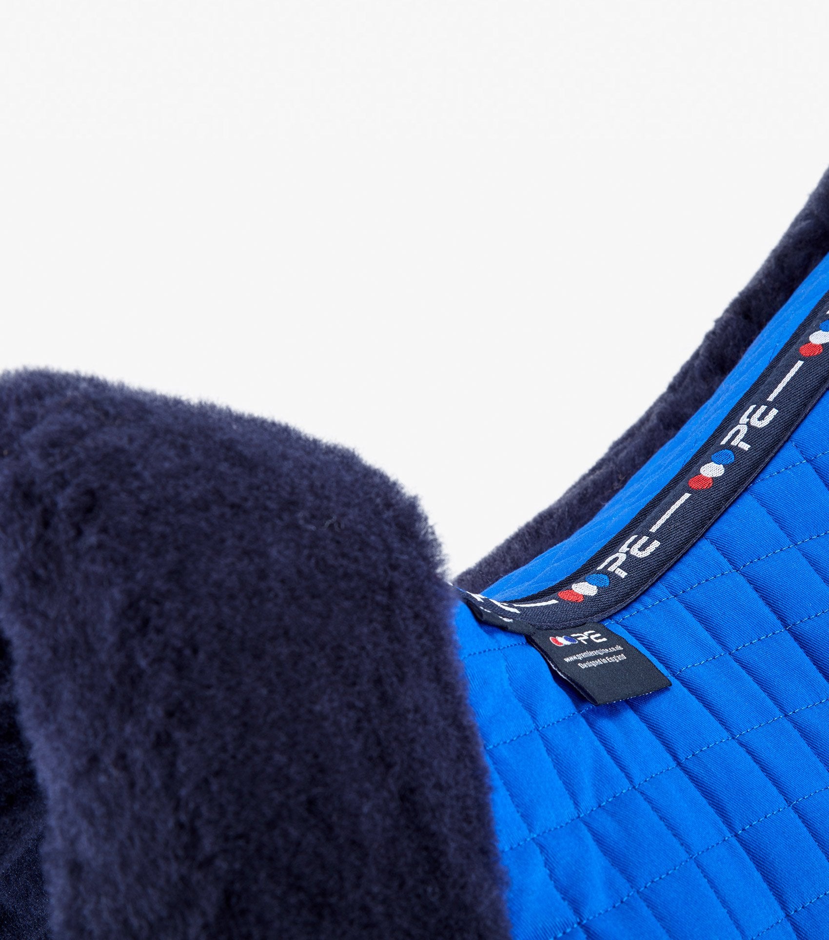 Description:Close Contact Merino Wool European Saddle Pad - GP/Jump Square_Colour:Royal Blue/Navy Wool_Position:2