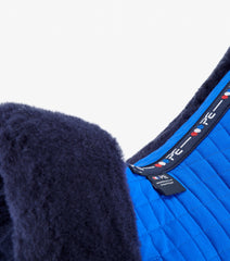 Description:Close Contact Merino Wool European Saddle Pad - Dressage Square_Colour:Royal Blue/Navy Wool_Position:2
