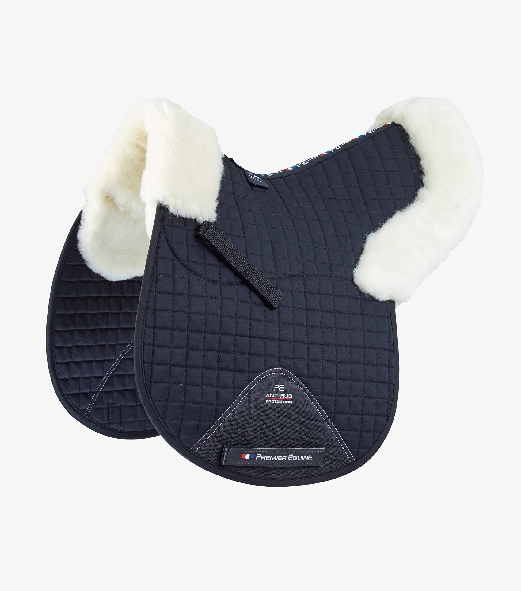 Description:Merino Wool Saddle Pad - GP/Jump Numnah_Colour:Black/Natural Wool_Position:1