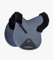 Description:Merino Wool Saddle Pad - GP/Jump Numnah_Colour:Grey/Black Wool_Position:1