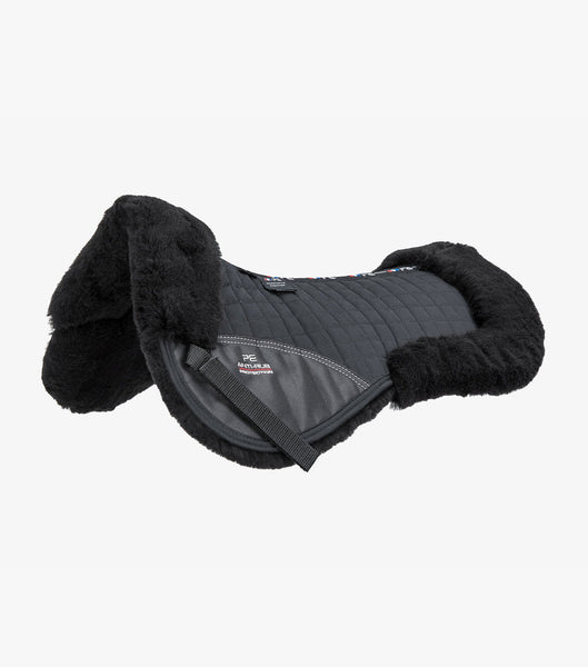 Description:Merino Wool Saddle Pad - Half Pad_Colour:Black/Black Wool_Position:1