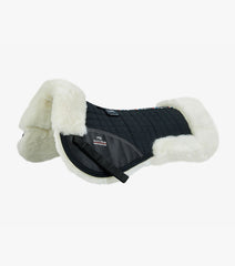 Description:Merino Wool Saddle Pad - Half Pad_Colour:Black/Natural Wool_Position:1