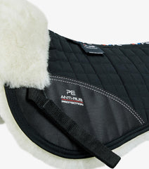 Description:Merino Wool Saddle Pad - Half Pad_Colour:Black/Natural Wool_Position:2
