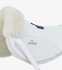 Description:Merino Wool Saddle Pad - Half Pad_Colour:White/Natural Wool_Position:2