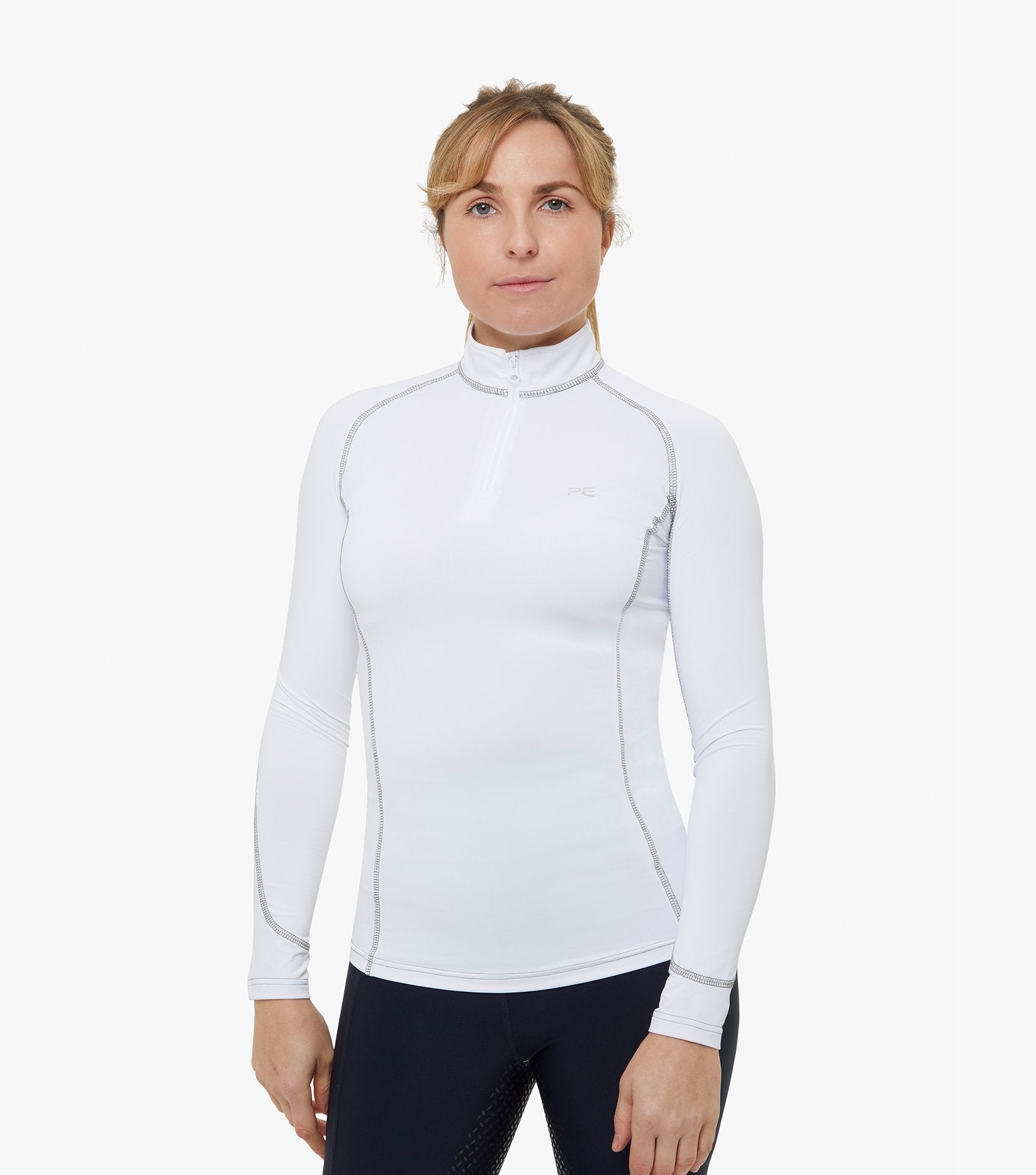 Description:Ombretta Ladies Technical Riding Top_Color:White_Position:1