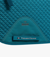Description:Plain Cotton Saddle Pad - Dressage Square_Colour:Peacock Blue_Position:3