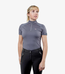 Description:Remisa Ladies Technical Short Sleeved Riding Top_Color:Anthracite Grey_Position:1