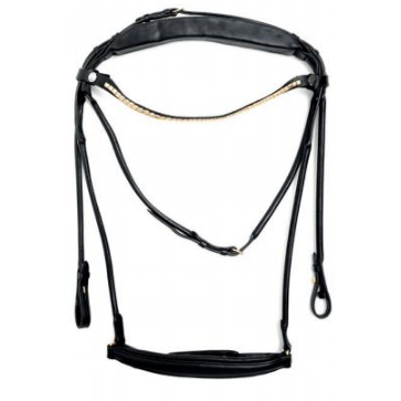 Finesse Spirit Drop Noseband Bridle Black/Black - Gold