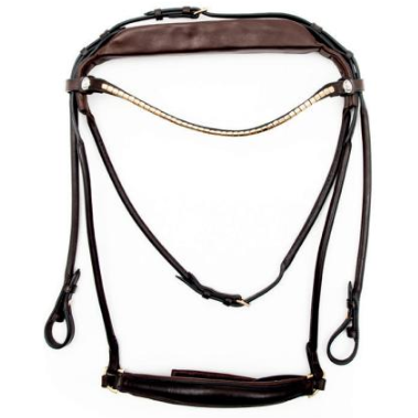 Finesse Spirit Drop Noseband Bridle Brown/Brown - Gold