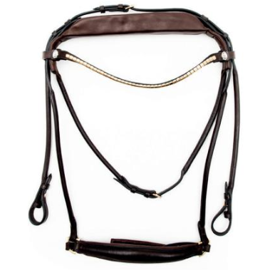 Finesse Single Bridle Brown/Brown - Gold Drop Noseband