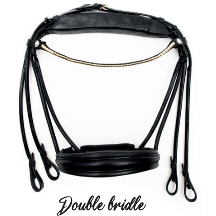 Finesse Double Bridle Black/Black - Gold