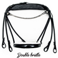 Load image into Gallery viewer, Finesse Cassidy New Crown Double Bridle Black/White - Silver - Lacquer- SALE
