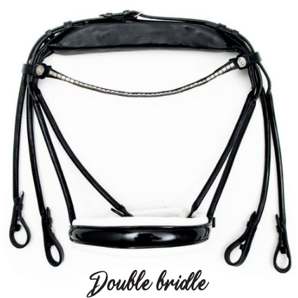 Finesse Cassidy Double Bridle Black/White - Silver - Lacquer