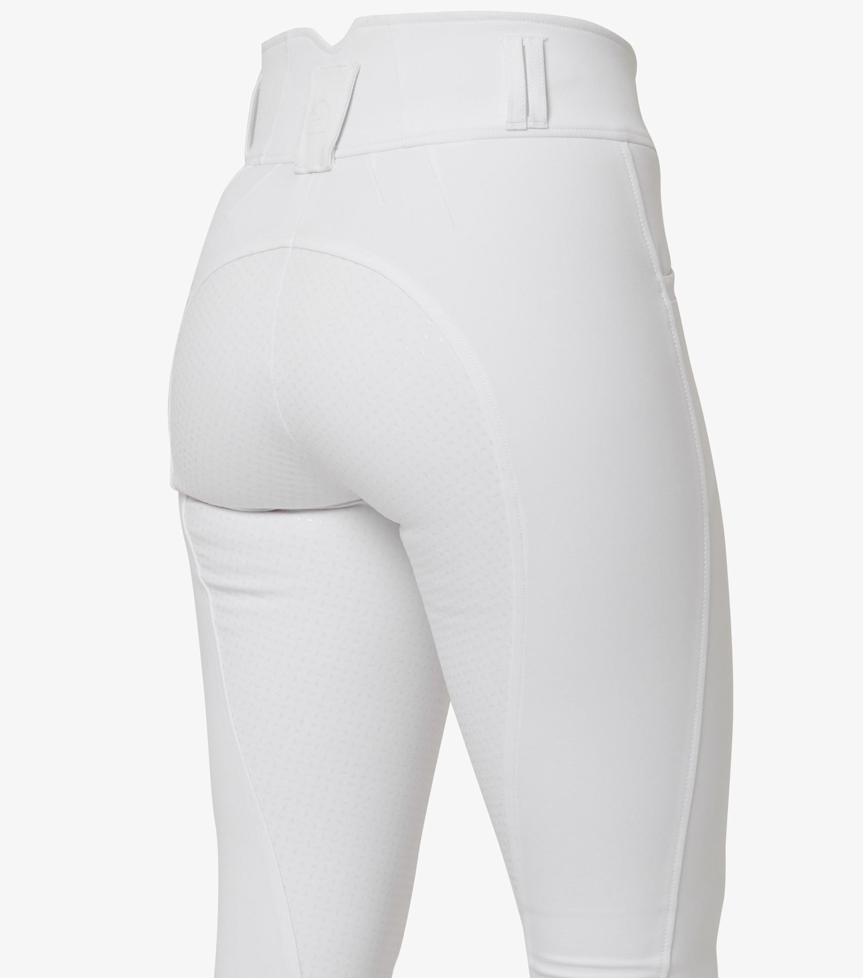 Description:Sophia Ladies Full Seat High Waist Riding Breeches_Color:White_Position:1