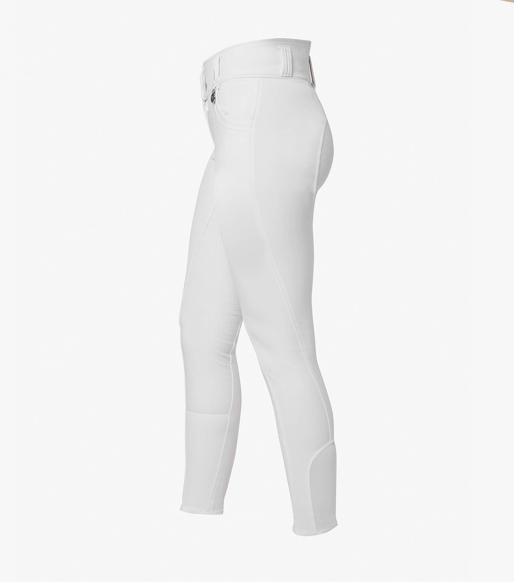 Description:Sophia Ladies Full Seat High Waist Riding Breeches_Color:White_Position:2