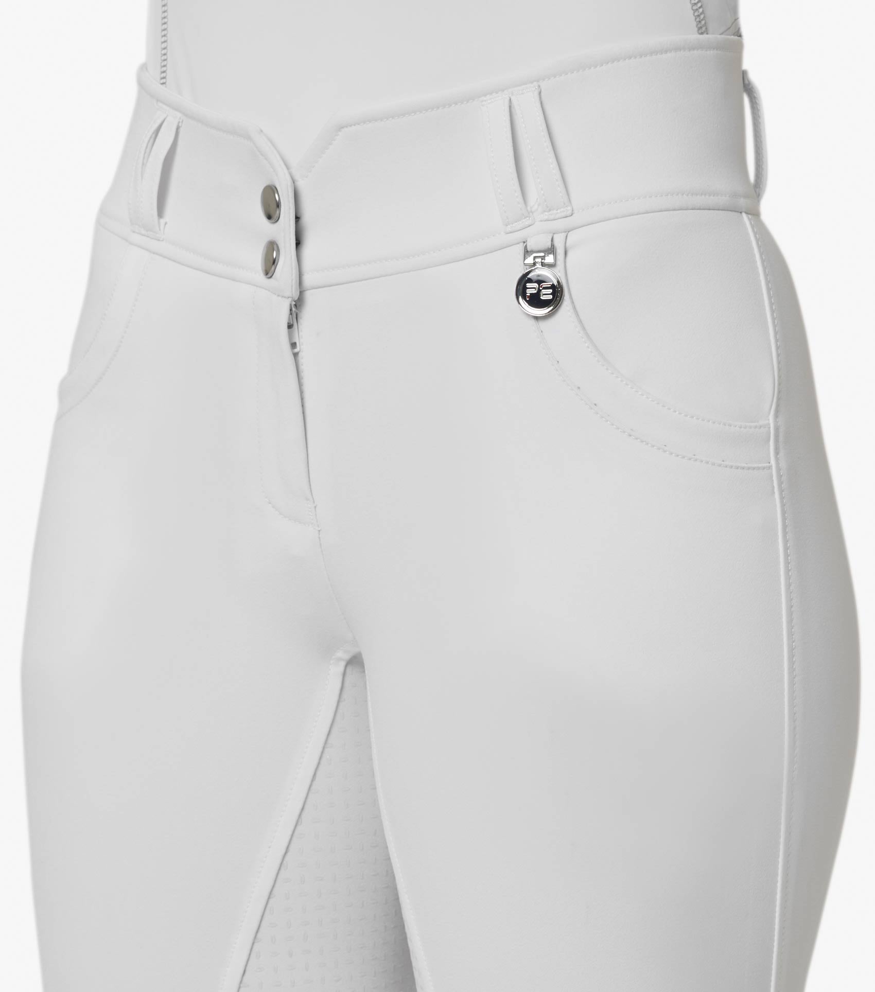 Description:Sophia Ladies Full Seat High Waist Riding Breeches_Color:White_Position:4