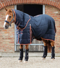 Description:Stable Buster 100 Stable Rug with Neck Cover_Color:Navy_Position:1
