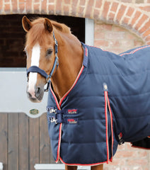 Description:Stable Buster 100 Stable Rug with Neck Cover_Color:Navy_Position:2