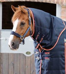 Description:Stable Buster 100 Stable Rug with Neck Cover_Color:Navy_Position:3
