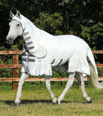 Description:Sweet Itch Buster Fly Rug with Belly Flap_Color:White_Position:1