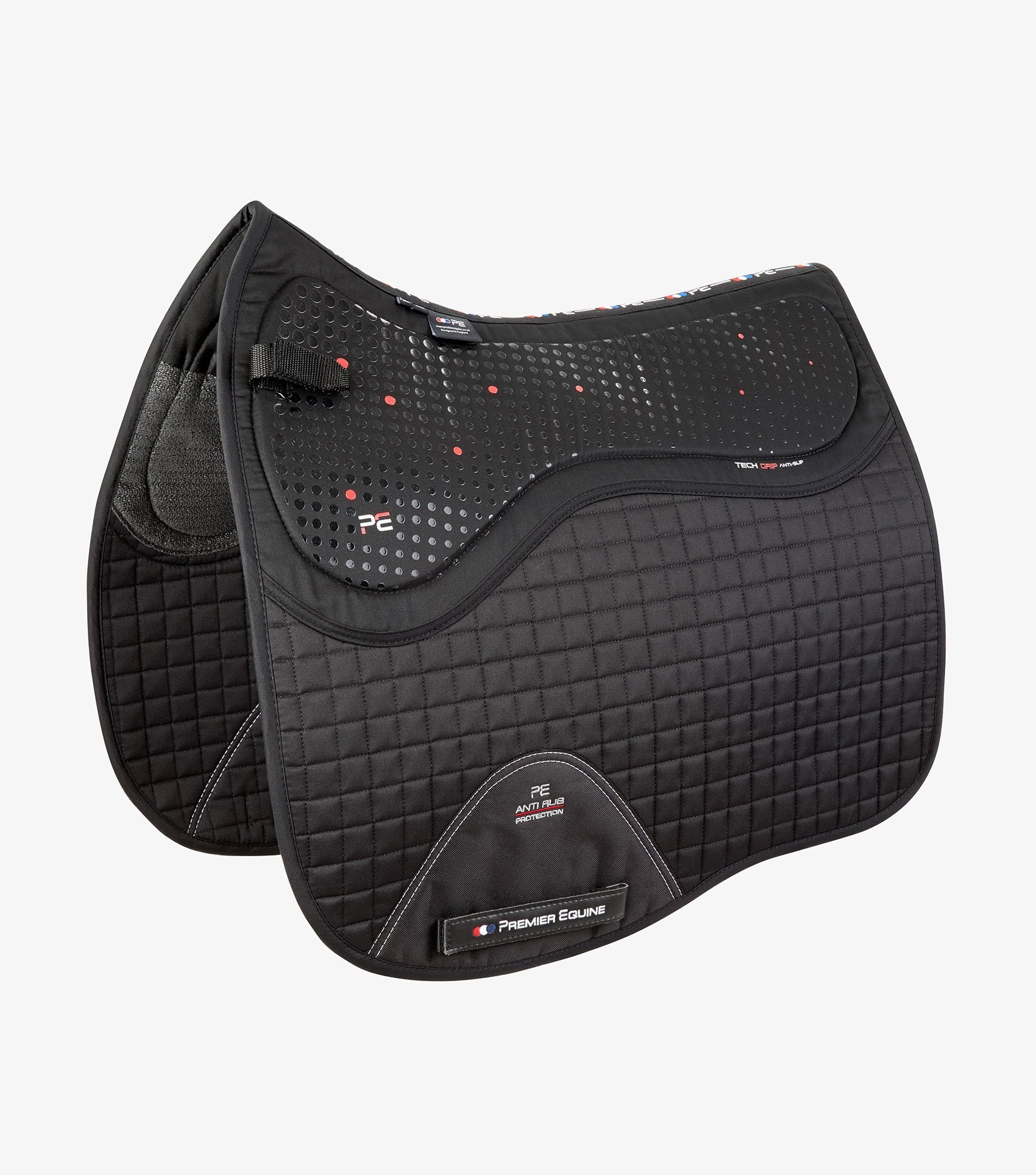 Description:Close Contact Tech Grip Pro Anti-Slip Saddle Pad - Dressage Square_Colour:Black_Position:1