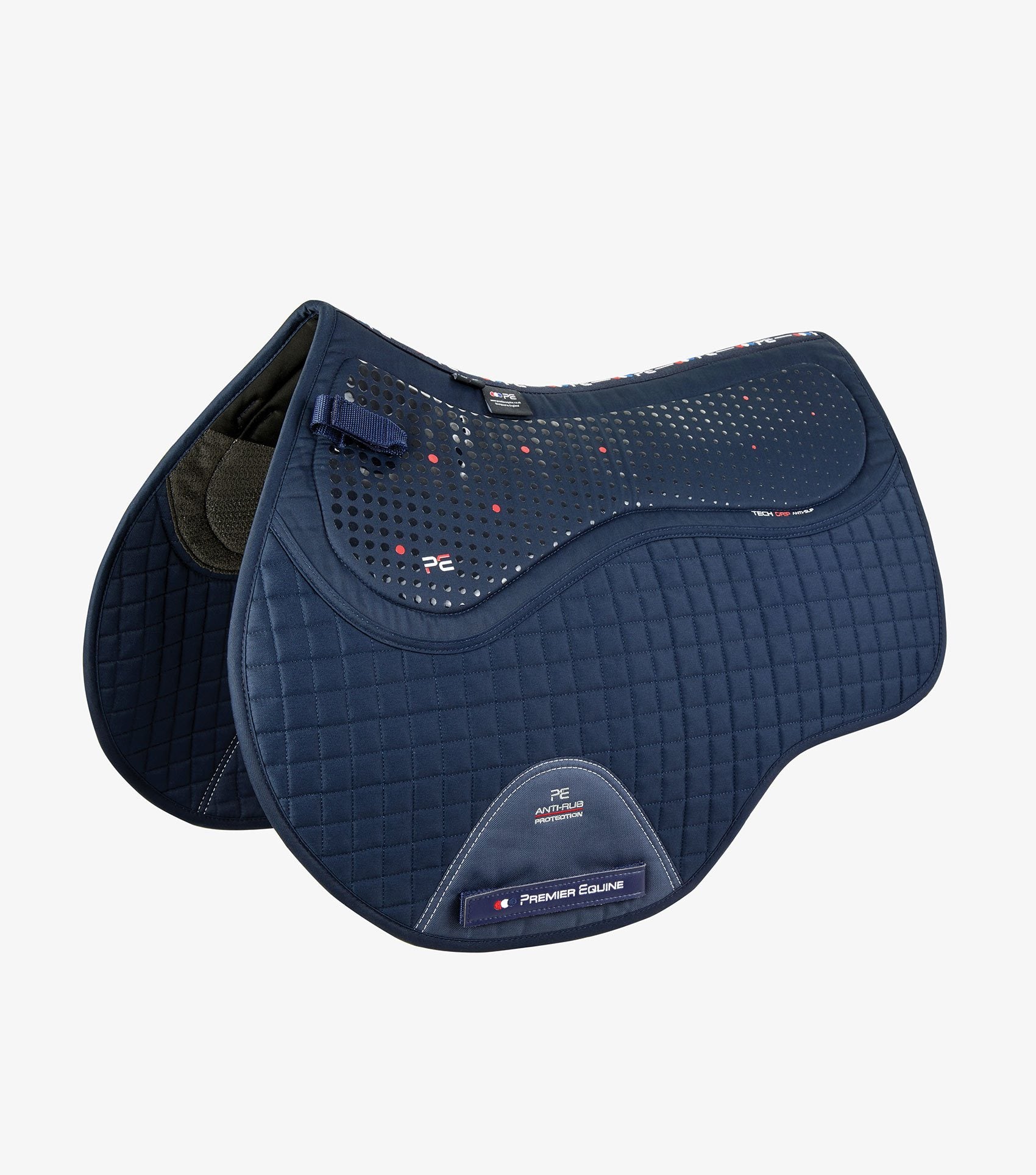 Description:Close Contact Tech Grip Pro Anti-Slip Saddle Pad - GP/Jump Square_Colour:Navy_Position:1
