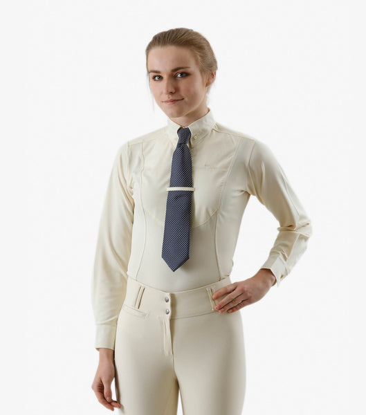 Description:Tessa Ladies Long Sleeve Tie Shirt_Color:Vanilla_Position:1
