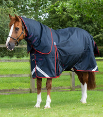 Description:Buster 420g Turnout Rug with Classic Neck Cover_Color:Navy_Position:1