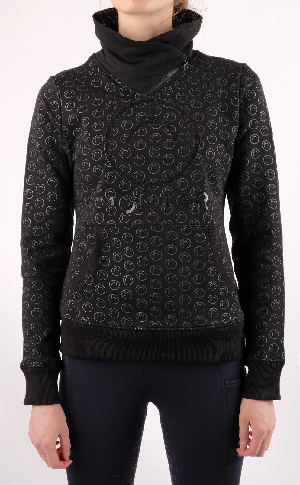 Sofie Sweatshirt with side neck zipper - Black